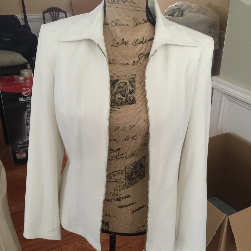 Two piece white pants suit